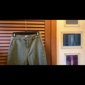 Olive Green Cropped Wide Pants